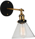 CWI Lighting 9735W7-1-101 Eustis Contemporary Black & Gold Brass Swing Arm Wall Lamp