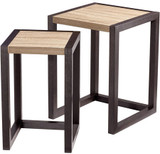 Cyan Design 06792 Becket Modern Oak Veneer and Black Veneer Tables