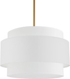 Dainolite PYA-224C-AGB-WH Priya Modern White / Aged Brass 22" Drum Pendant Light Fixture