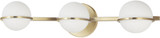 Dainolite SOF-233W-AGB Sofia Modern Aged Brass / White Halogen 3-Light Bathroom Vanity Light