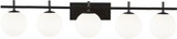 Dainolite VAD-415W-MB Vivaldi Modern Black / White Halogen 5-Light Bathroom Lighting Sconce