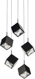 dweLED by WAC PD-29305R-BK Ice Cube Modern Black LED Multi Hanging Pendant Lighting