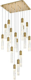 Elegant 2088G30SG Aurora Satin Gold and Clear LED Multi Pendant Lighting