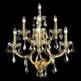 Elegant 2800W7G-GT-RC Maria Theresa Candelabra Golden Teak Crystal Wall Lighting with Gold Finish