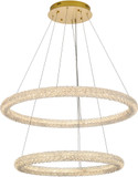 Elegant 3800G36SG Bowen Satin Gold LED Drop Ceiling Light Fixture