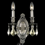 Elegant 9202W9PW-GT-RC Rosalia Golden Teak Crystal Vintage Pewter Wall Light Fixture