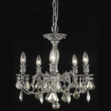 Elegant 9205F18PW-GT-RC Rosalia 5 Candle Golden Teak Crystal Hanging Chandelier
