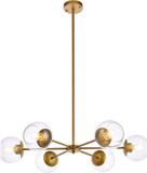 Elegant LD644D30BR Briggs Modern Brass And Clear Chandelier Light