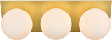 Elegant LD7304W22BRA Jillian Modern Brass and Frosted White Living District 3-Light Bathroom Sconce