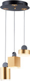 ET2 E20863-75BKGLD Nob Contemporary Black / Gold LED Multi Pendant Lighting Fixture