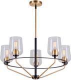 Forte 2726-05-62 Palmer Modern Black and Soft Gold Chandelier Light