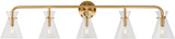 Forte 5733-05-12 Beaker Contemporary Soft Gold 5-Light Bathroom Sconce Lighting