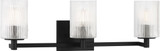 Generation Lighting GLV1043EN/MBK Lando Modern Midnight Black 3-Light Bathroom Wall Light Fixture