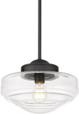 Golden Lighting 0508-M BLK-CLR Ingalls Matte Black 12" Lighting Pendant