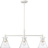 Golden Lighting 0511-LP WHT-CLR Malta Contemporary Matte White Kitchen Island Light Fixture