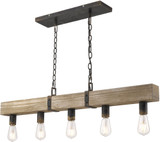 Golden Lighting 0818-LP-ABI Garrett Country Antique Black Iron Island Lighting