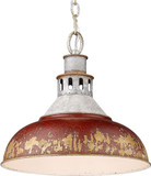 Golden Lighting 0865-L-AGV-RED Kinsley Aged Galvanized Steel Hanging Lamp
