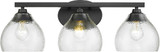 Golden Lighting 1094-BA3 BLK-HCG Ariella Modern Matte Black 3-Light Bathroom Light Sconce