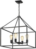 Golden Lighting 2072-4-BLK Wesson Modern Black Mini Ceiling Chandelier