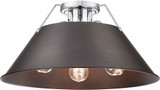 Golden Lighting 3306-3FM CH-RBZ Orwell Chrome / Rubbed Bronze Flush Mount Ceiling Light Fixture