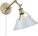 Golden Lighting 3306-A1W AB-DB Orwell Aged Brass / Dusky Blue Wall Swing Arm Lamp