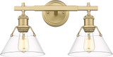 Golden Lighting 3306-BA2 BCB-CLR Orwell Modern Brushed Champagne Bronze 2-Light Bathroom Lighting Fixture