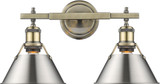Golden Lighting 3306-BA2 AB-PW Orwell Pewter 2-Light Bath Lighting