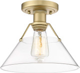 Golden Lighting 3306-FM BCB-CLR Orwell Modern Brushed Champagne Bronze Flush Ceiling Light Fixture