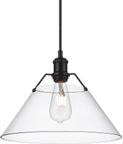 Golden Lighting 3306-L BLK-CLR Orwell Modern Matte Black Hanging Pendant Light