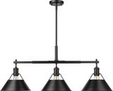 Golden Lighting 3306-LP-BLK-BLK Orwell Matte Black Kitchen Island Light Fixture