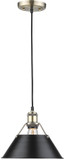 Golden Lighting 3306-M AB-BLK Orwell Modern Aged Brass 10" Mini Hanging Pendant Lighting