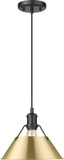 Golden Lighting 3306-M BLK-BCB Orwell Matte Black / Brushed Champagne Bronze 10" Mini Pendant Hanging Light