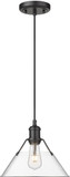 Golden Lighting 3306-M BLK-CLR Orwell Matte Black / Clear Glass 10" Mini Hanging Light Fixture