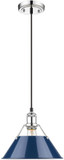 Golden Lighting 3306-M CH-NVY Orwell Matte Navy 10" Mini Pendant Light