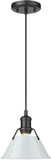 Golden Lighting 3306-S BLK-DB Orwell Matte Black / Dusky Blue 7.5" Mini Ceiling Pendant Light