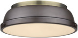 Golden Lighting 3602-14-AB-RBZ Duncan AB Modern Aged Brass Flush Mount Lighting Fixture