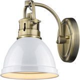 Golden Lighting 3602-BA1-AB-WH Duncan AB Modern Aged Brass Wall Sconce