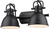 Golden Lighting 3602-BA2 BLK-BLK Duncan Modern Matte Black 2-Light Bath Sconce
