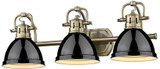 Golden Lighting 3602-BA3 AB-BK Duncan Aged Brass 3-Light Bath Sconce