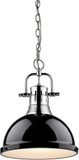 Golden Lighting 3602-L-CH-BLK Duncan Contemporary Chrome Ceiling Pendant Light