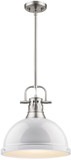 Golden Lighting 3604-L-PW-WH Duncan Modern Pewter Hanging Pendant Light