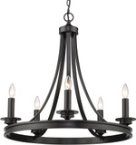 Golden Lighting 3863-5-BLK Saldano Matte Black Ceiling Chandelier