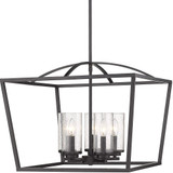 Golden Lighting 4309-5 BLK-BLK-SD Mercer Modern Matte Black Foyer Light Fixture