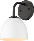 Golden Lighting 6956-1W BLK-WHT Zoey Matte Black Light Sconce
