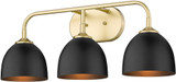 Golden Lighting 6956-BA3 OG-BLK Zoey Olympic Gold 3-Light Bathroom Light