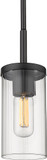 Golden Lighting 7011-M1L-BLK-CLR Winslett Modern Matte Black Mini Pendant Light