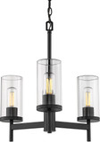 Golden Lighting 7011-3-BLK-CLR Winslett Contemporary Matte Black Mini Chandelier Lamp