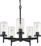 Golden Lighting 7011-5-BLK-CLR Winslett Modern Matte Black Chandelier Light