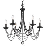 Golden Lighting 7644-6 BLK Mirabella Crystal Matte Black Chandelier Light