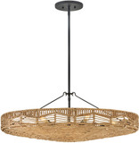 Hinkley 42303BK-NRF Ophelia Modern Black with Natural Shade LED Hanging Lamp